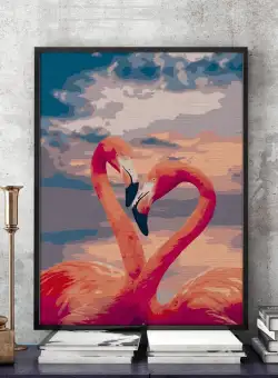 Flamingo Heart - Pictură pe numere - Pictorul Fericit