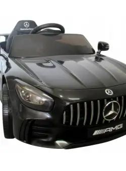 Masinuta electrica cu telecomanda roti din spuma EVA si scaun din piele Mercedes gtr negru R-Sport