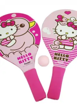 Set 2 palete pentru plaja Saica Hello Kitty din lemn cu minge inclusa pentru copii