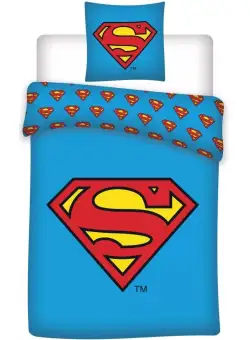 Set lenjerie pat copii Superman 140x200 + 70x90 SunCity albastru