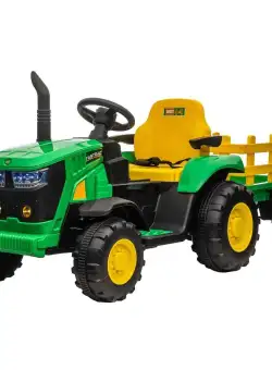 Tractor cu remorca si acumulatori verde 12V 8390080-2AR